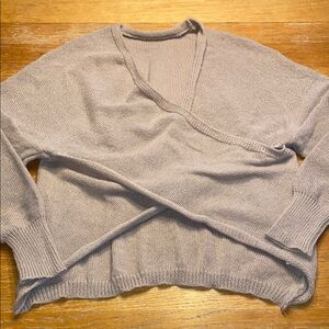 Tan V-Neck Sweater with Relaxed Fit